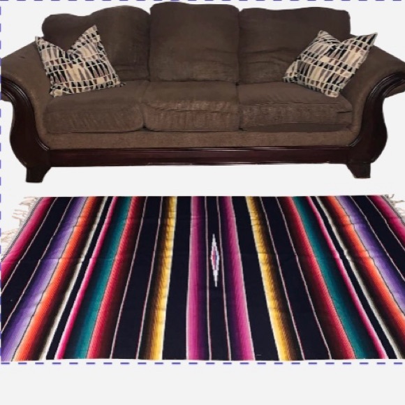 Colorful Striped Rug Mexican - Picture 2 of 7